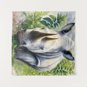 Witte neushoorn botanische schilderij wandkleed (Voorkant (horizontaal))