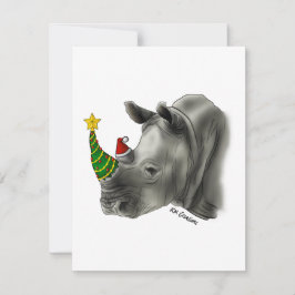Witte neushoorn - kerstkaart