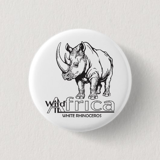 Witte neushoorn of rhino. Wild Africa Ronde Button 3,2 Cm (Voorkant)