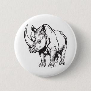 Witte neushoorn of rhino. Wild Africa Ronde Button 5,7 Cm