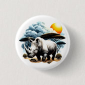 witte neushoorn ronde button 3,2 cm (Voorkant)