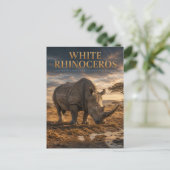 Witte Neushoorn Savanne DIEREN Briefkaart (Staand voorkant)