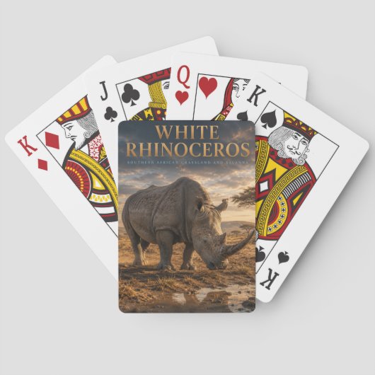 Witte Neushoorn Savanne DIEREN Pokerkaarten (Achterkant)