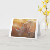 Witte neushoorn Verjaardag Kaart (Gele Bloem)
