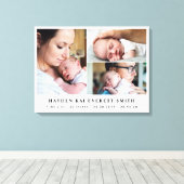 Witte neutrale babyfoto-collage nieuwe baby canvas afdruk (Insitu (Houten vloer))