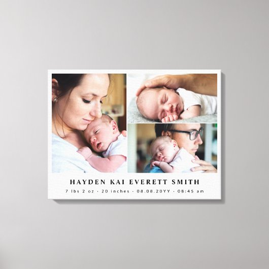 Witte neutrale babyfoto-collage nieuwe baby canvas afdruk (Voorkant)