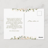 Witte neutrale Floral | Aanpassingen van het huwel Briefkaart (Achterkant)