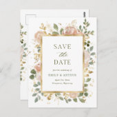 Witte neutrale Floral | Weddenschap Save the Date Briefkaart (Voorkant / Achterkant)