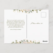 Witte neutrale Floral | Weddenschap Save the Date Briefkaart (Achterkant)
