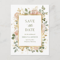Witte neutrale Floral | Weddenschap Save the Date
