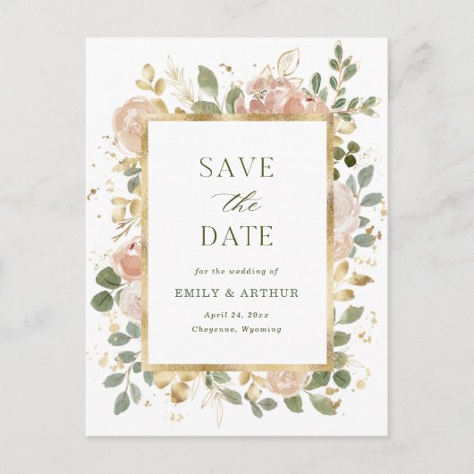 Witte neutrale Floral | Weddenschap Save the Date Briefkaart (Voorkant)