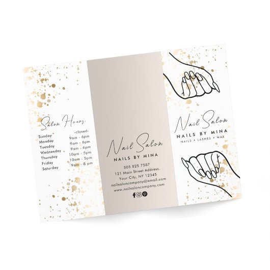 Witte & Neutrale Gouden Specks Nail Salon Brochure