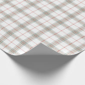 Witte neutrale Kerstmis tartan geruit Cadeaupapier (Hoek)