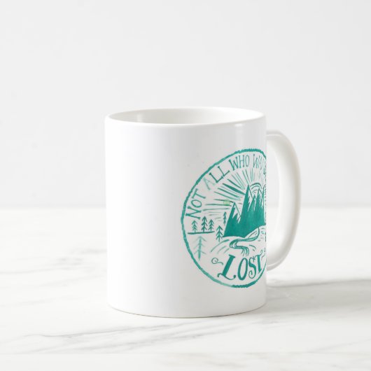 witte " niet iedereen die wander kwijt is " mok (Voorkant rechts)