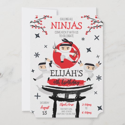 Witte Ninja Warrior Martial Arts Verjaardag Kaart (Voorkant)