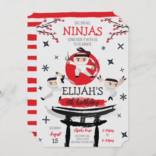 Witte Ninja Warrior Martial Arts Verjaardag Kaart (Voorkant / Achterkant)