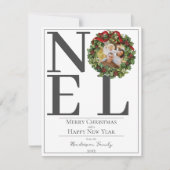 Witte Noel Kerstkrans Foto Feestdagenkaart (Voorkant)