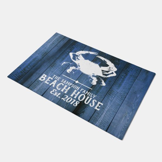 Witte Noordkrab Silhouette Blue Wood Beach Deurmat (Schuin)
