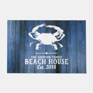Witte Noordkrab Silhouette Blue Wood Beach Deurmat