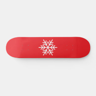 Witte Noordse Sneeuwvlok Helder Rood Achtergrond Persoonlijk Skateboard