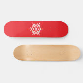 Witte Noordse Sneeuwvlok Helder Rood Achtergrond Persoonlijk Skateboard (Horizontaal)