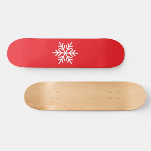 Witte Noordse Sneeuwvlok Helder Rood Achtergrond Persoonlijk Skateboard (Horizontaal)