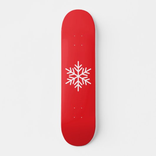 Witte Noordse Sneeuwvlok Helder Rood Achtergrond Persoonlijk Skateboard (Voorkant)