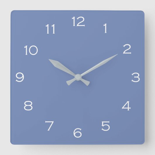 Witte nummers op blauwe wcn vierkante klok (Voorkant)