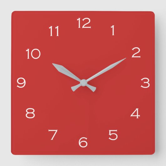 Witte nummers op rode wcn vierkante klok (Voorkant)