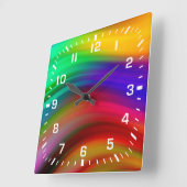 Witte nummers / regenbooggolfstrepen vierkante klok (Hoek)
