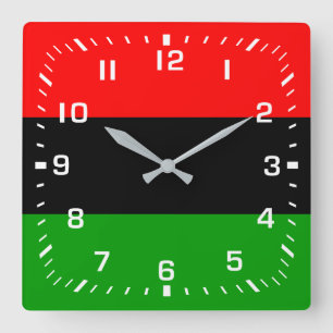 Witte nummers / Rood, Zwart, Groene Pan-Afrikaanse Vierkante Klok