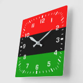 Witte nummers / Rood, Zwart, Groene Pan-Afrikaanse Vierkante Klok (Hoek)
