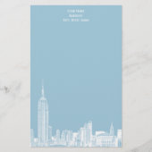 Witte NYC Skyline Etch 01 Briefpapier LT Blauw BG (Voorkant)