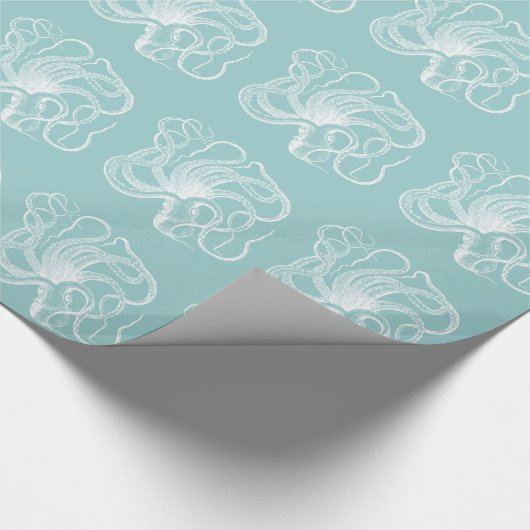 Witte octopus cadeaupapier (Hoek)
