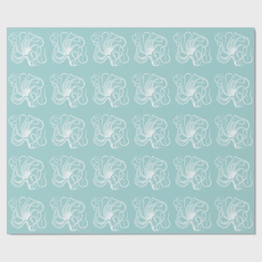 Witte octopus cadeaupapier (Vlak)