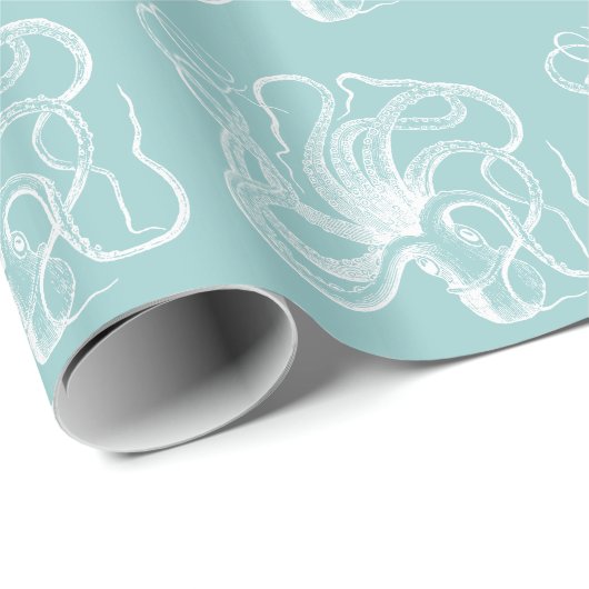 Witte octopus cadeaupapier (Rol Hoek)