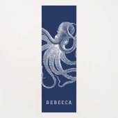 Witte octopus illustratie op marineblauw yogamat (Voorkant)