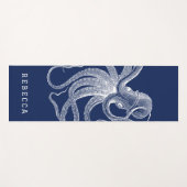 Witte octopus illustratie op marineblauw yogamat (Voorkant (horizontaal))