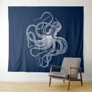 Witte octopus illustratie tapestry wandkleed