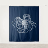 Witte octopus illustratie tapestry wandkleed (Voorkant)