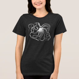 Witte  octopus illustratie Tri-Blend shirt