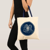 Witte  Octopus Navy-blue Circle Tote Bag (Voorkant (product))