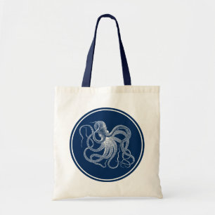 Witte  Octopus Navy-blue Circle Tote Bag