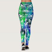 Witte octopus op blauw groen - Leggings (Achterkant)
