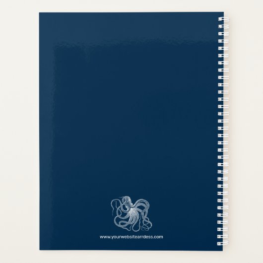 Witte octopus op donkerblauw planner (Achterkant)