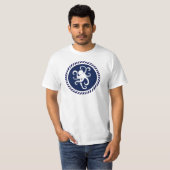 Witte octopus op een blauwe cirkel t-shirt (Voorkant volledig)