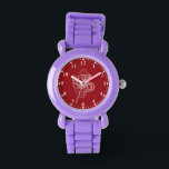 Witte octopus op rood horloge<br><div class="desc">Witte octopus op een rode achtergrond en een witte grens. Eenvoudig en elegant ontwerp. Overeenkomende witte cijfers.</div>