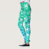 Witte octopus op Seafoam - Leggings (Links)