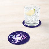 Witte octopus ronde kartonnen onderzetter (Insitu)