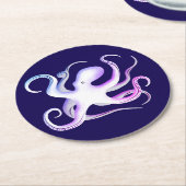 Witte octopus ronde kartonnen onderzetter (Gebogen)